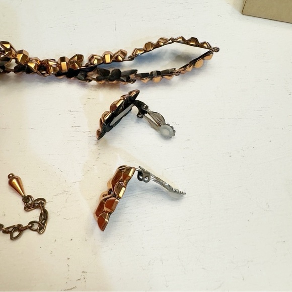 Elegant Renoir Copper Firefly Parure Necklace & Clip-on Earrings Signed Set - Picture 3 of 13